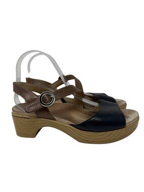 Dansko Marjory Leather Slingback Sandals With Faux Buckle Strap Size 39 US 8-8.5